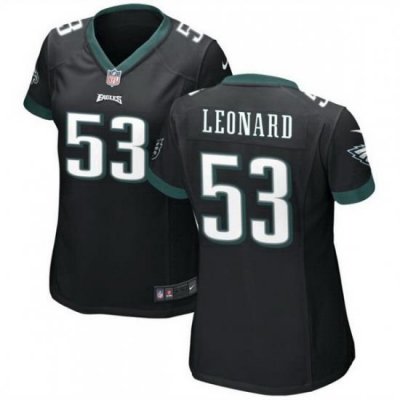 Women Philadelphia Eagles 53 Shaquille Leonard Black Stitched Football Jersey