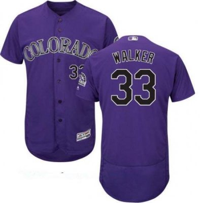 Men's Colorado Rockies #33 Larry Walker Purple Flex Base Jersey