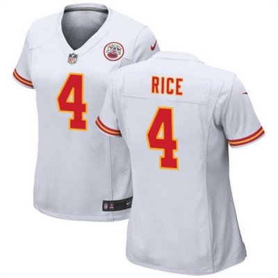 Women Kansas City Chiefs 4 Rashee Rice White Stitched Jersey  Run Small