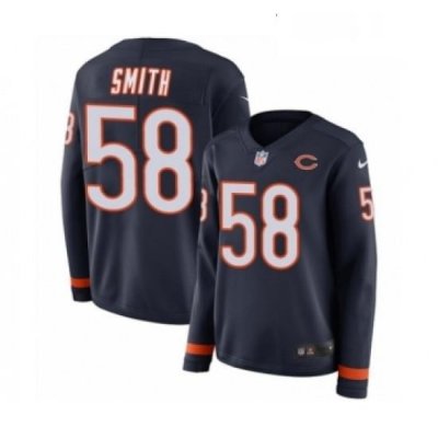 Womens Nike Chicago Bears 58 Roquan Smith Limited Navy Blue Therma Long Sleeve NFL Jersey