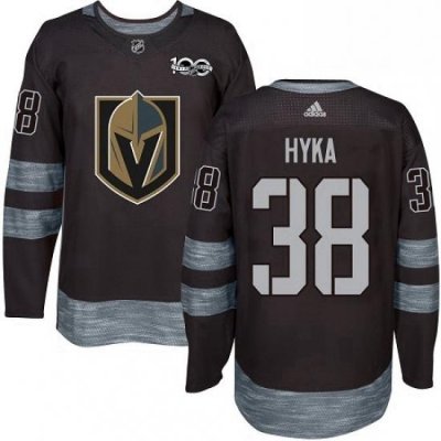 Mens Adidas Vegas Golden Knights 38 Tomas Hyka Authentic Black 1917 2017 100th Anniversary NHL Jersey