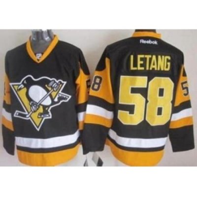 Pittsburgh Penguins #58 Kris Letang Black Alternate Stitched NHL Jersey