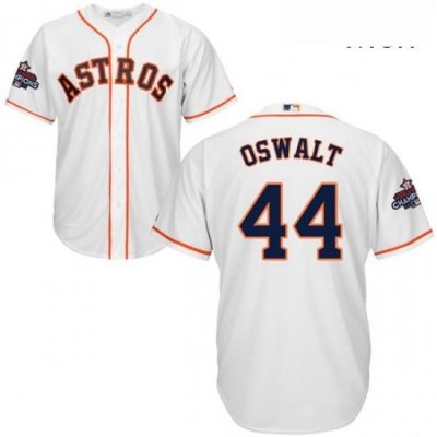 Mens Majestic Houston Astros 44 Roy OsWalt Replica White Home 2017 World Series Champions Cool Base MLB Jersey