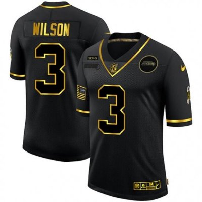 Nike Seattle Seahawks 3 Russell Wilson Black Gold 2020 Salute To Service Limited Jersey