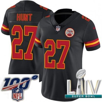 2020 Super Bowl LIV Women Nike Kansas City Chiefs #27 Kareem Hunt Limited Black Rush Vapor Untouchable NFL Jersey