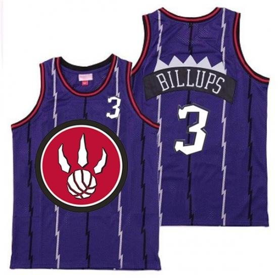 Raptors 3 Chauncey Billups Purple Red Big Logo Retro Jersey 4