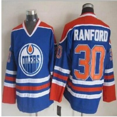 Edmonton Oilers #30 Bill Ranford Light Blue CCM Throwback Stitched NHL Jersey