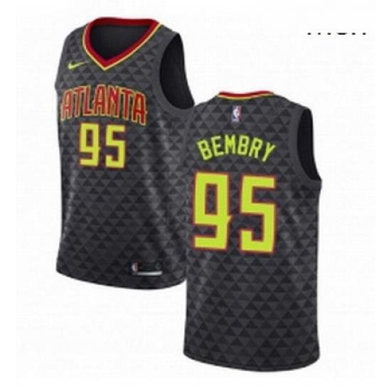 Mens Nike Atlanta Hawks 95 DeAndre Bembry Authentic Black Road NBA Jersey Icon Edition