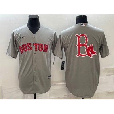 Men Boston Red Sox Gray Team Big Logo Cool Base Stitched Jersey