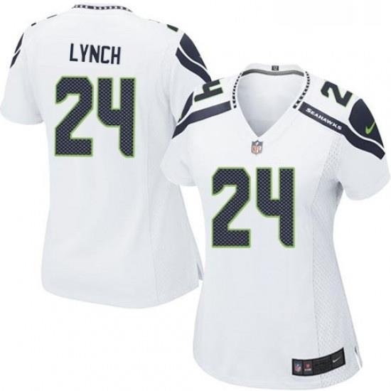 Womens Nike Seattle Seahawks 24 Marshawn Lynch Game White NFL Jersey