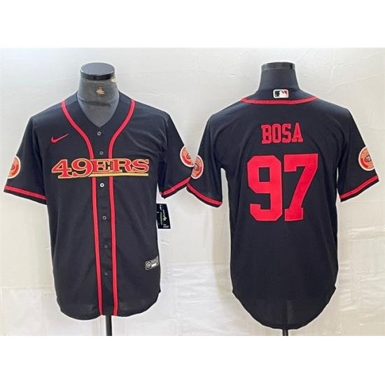 Men San Francisco 49ers 97 Nick Bosa Black With Patch Cool Base Stitched Baseball Jersey