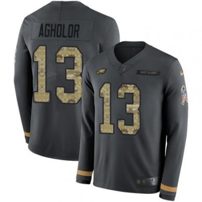 Nike Eagles 13 Nelson Agholor Anthracite Salute to Service Men s Stitched NFL Limited Therma Long Sleeve Jersey