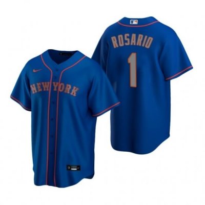 Mens Nike NeW York Mets 1 Amed Rosario Royal Alternate Road Stitched Baseball Jersey