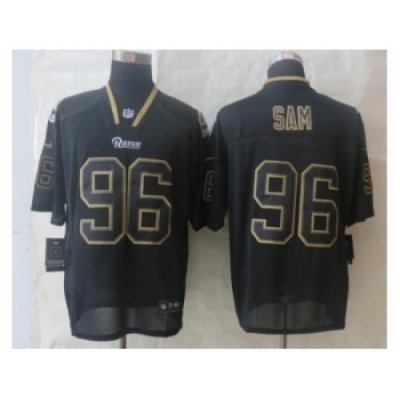 Nike St. Louis Rams 96 Michael Sam black Elite Lights Out NFL Jersey