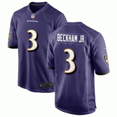 Youth Nike Baltimore Ravens #3 Beckham Jr Purple NFL Vapor Limited Jerseys