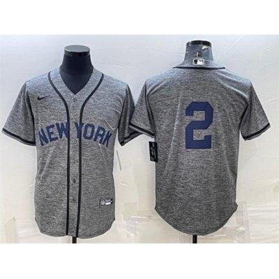 Men NeW York Yankees 2 Derek Jeter Grey Cool Base Stitched JerseyS