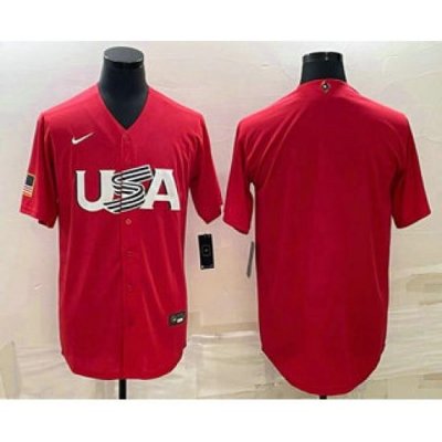 Men USA Baseball Blank 2023 Red World Classic Stitched Jerseys