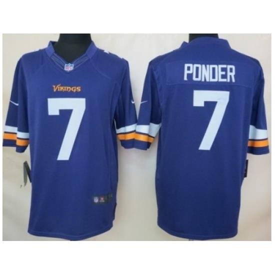 Nike Minnesota Vikings 7 Christian Ponder Purple Limited NFL Jersey