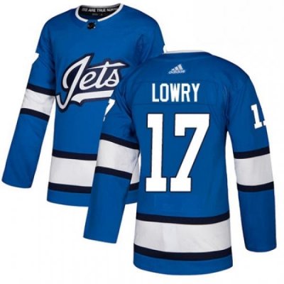 Youth Adidas Winnipeg Jets 17 Adam Lowry Authentic Blue Alternate NHL Jersey