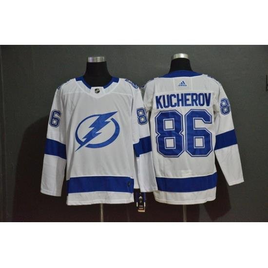 Men Tampa Bay Lightning 86 Nikita Kucherov White Adidas Jersey