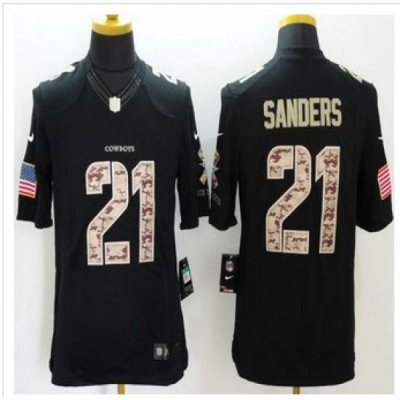 New Dallas Cowboys #21 Deion Sanders Black Men's Stitched NFL Limited Salute to Service Jersey