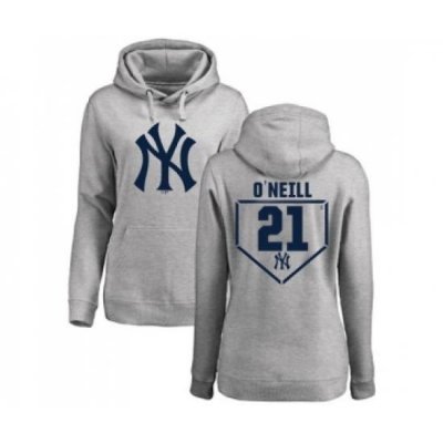 MLB Women Nike New York Yankees 21 Paul ONeill Gray RBI Pullover Hoodie