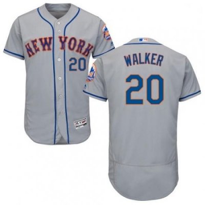 Mens Majestic New York Mets 20 Neil Walker Grey Road Flex Base Authentic Collection MLB Jersey