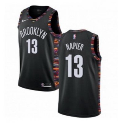 Womens Nike Brooklyn Nets 13 Shabazz Napier Swingman Black NBA Jersey 2018 19 City Edition