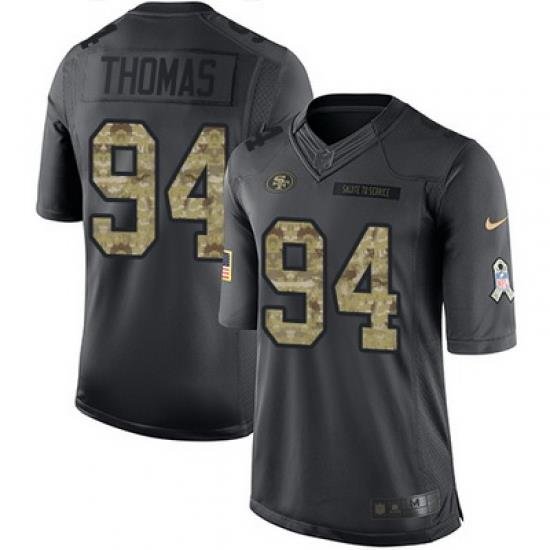 Nike 49ers #94 Solomon Thomas Black Mens Stitched NFL Limited 2016 Salute to Service Jersey