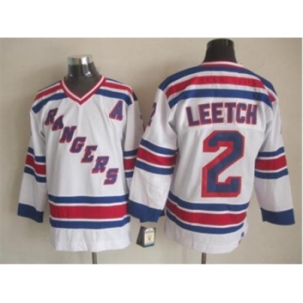 NHL New York Rangers #2 leetch white jerseys(New vintage retro)