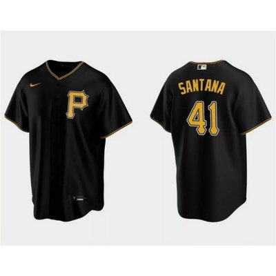 Men Pittsburgh Pirates 41 Carlos Santana Black Cool Base Stitched Baseball Jersey