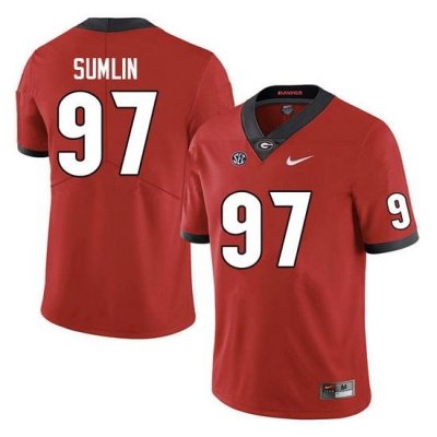 Men #97 Matthew Sumlin Georgia Bulldogs College Football Jerseys Sale-Red Anniversary