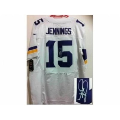 Nike Minnesota Vikings 15 Greg Jennings white Elite signature NFL Jersey