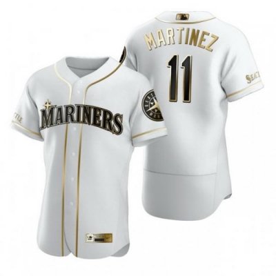 Seattle Mariners 11 Edgar Martinez White Nike Mens Authentic Golden Edition MLB Jersey