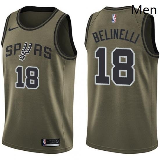 Mens Nike San Antonio Spurs 18 Marco Belinelli Swingman Green Salute to Service NBA Jersey