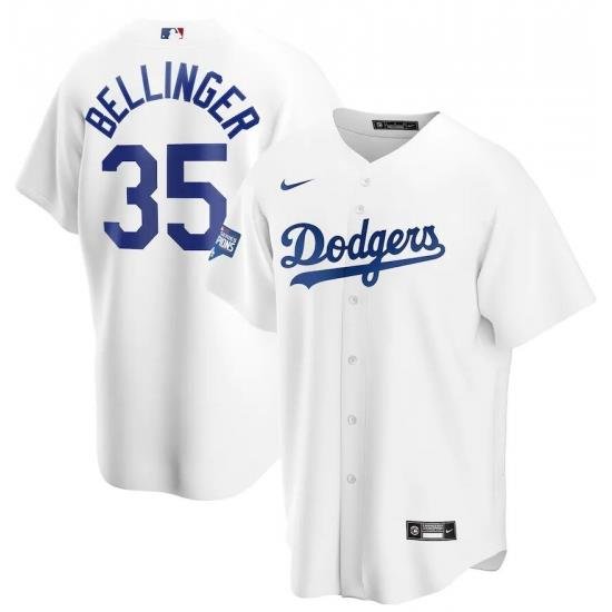 Men Los Angeles Dodgers 35 Cody Bellinger White Nike 2020 World Series Champions Cool Base Jersey