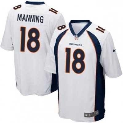 Men Nike Denver Broncos 18 Peyton Manning Game White NFL Jersey