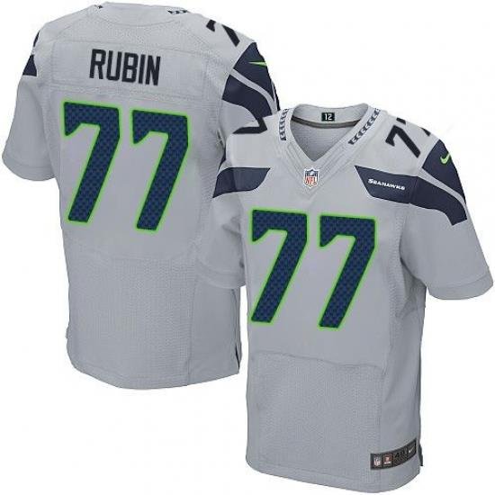 Nike Seahawks #77 Ahtyba Rubin Grey Alternate Mens Stitched NFL Elite Jersey