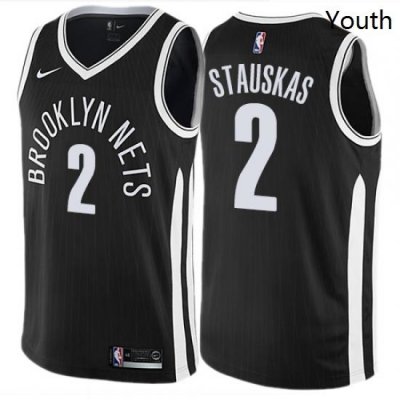 Youth Nike Brooklyn Nets 2 Nik Stauskas Swingman Black NBA Jersey City Edition