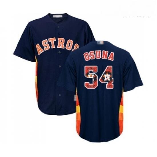 Mens Houston Astros 54 Roberto Osuna Authentic Navy Blue Team Logo Fashion Cool Base Baseball Jersey