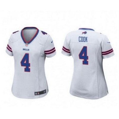 Women Buffalo Bills 4 James Cook White Stitched Football Jersey  Run Small