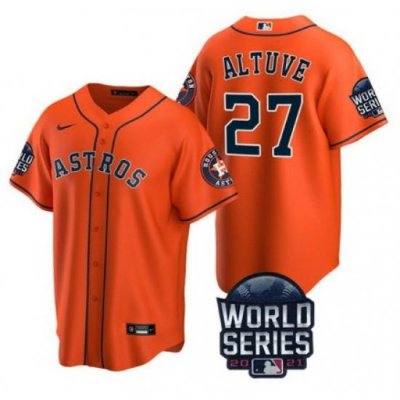 Men Houston Astros 27 Jose Altuve 2021 Orange World Series Cool Base Stitched Baseball Jersey