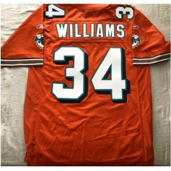 Men Miami Dolphins ricky williams #34 Orange Throwback Stitched NFL Jersey