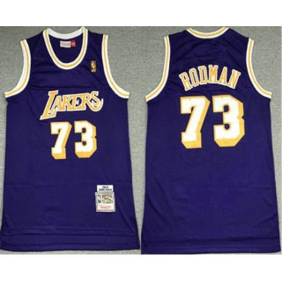 Men Los Angeles Lakers 73 Dennis Rodman Purple 1998 99 Hardwood Classics Soul Swingman Stitched NBA Throwback Jersey