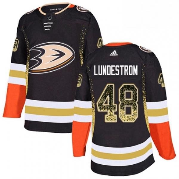 Mens Adidas Anaheim Ducks 48 Isac Lundestrom Authentic Black Drift Fashion NHL Jersey