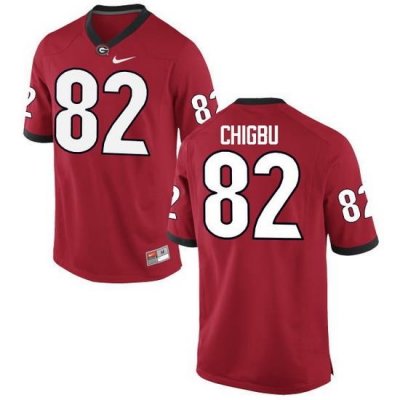 Men Georgia Bulldogs #82 Michael Chigbu College Football Jerseys-Red