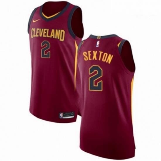 Mens Nike Cleveland Cavaliers 2 Collin Sexton Authentic Maroon NBA Jersey Icon Edition