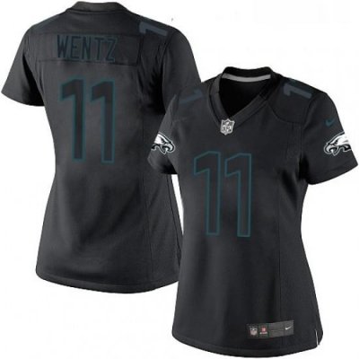 Womens Nike Philadelphia Eagles 11 Carson Wentz Limited Black Impact NFL Jersey