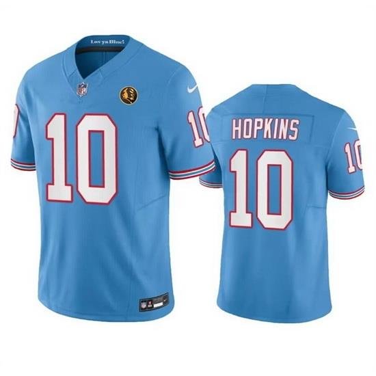 Men Tennessee Titans 10 DeAndre Hopkins Blue 2023 F U S E  Throwback With John Madden Patch Vapor Limited Stitched Football Jersey