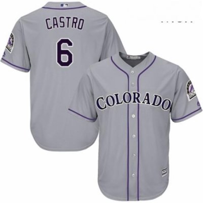 Mens Majestic Colorado Rockies 6 Daniel Castro Replica Grey Road Cool Base MLB Jersey